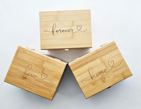 Engraved Bamboo Keepsake Box – ‘Forever’ Heart Design Memory Box for Photos, Letters, Jewelry – Wooden Gift Box for Wedding, Anniversary, or Home Decor (Forever) in Saudi Arabia
