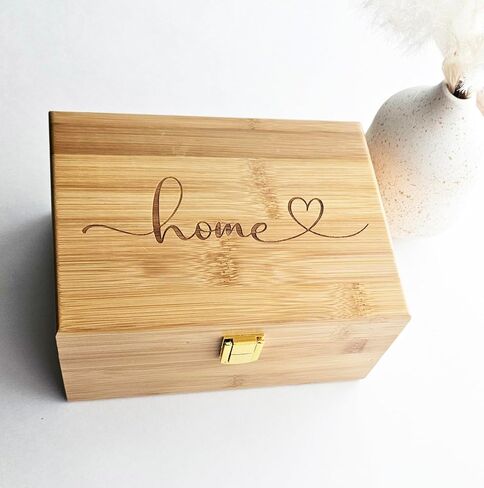 Engraved Bamboo Keepsake Box – ‘Forever’ Heart Design Memory Box for Photos, Letters, Jewelry – Wooden Gift Box for Wedding, Anniversary, or Home Decor (Forever) in Saudi Arabia