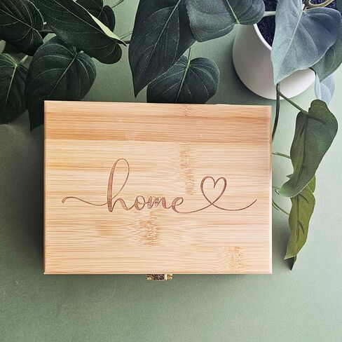 Engraved Bamboo Keepsake Box – ‘Forever’ Heart Design Memory Box for Photos, Letters, Jewelry – Wooden Gift Box for Wedding, Anniversary, or Home Decor (Forever) in Saudi Arabia