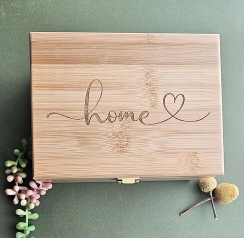 Engraved Bamboo Keepsake Box – ‘Forever’ Heart Design Memory Box for Photos, Letters, Jewelry – Wooden Gift Box for Wedding, Anniversary, or Home Decor (Forever) in Saudi Arabia