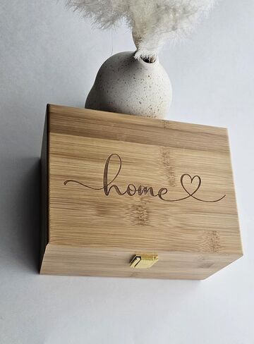 Engraved Bamboo Keepsake Box – ‘Forever’ Heart Design Memory Box for Photos, Letters, Jewelry – Wooden Gift Box for Wedding, Anniversary, or Home Decor (Forever) in Saudi Arabia