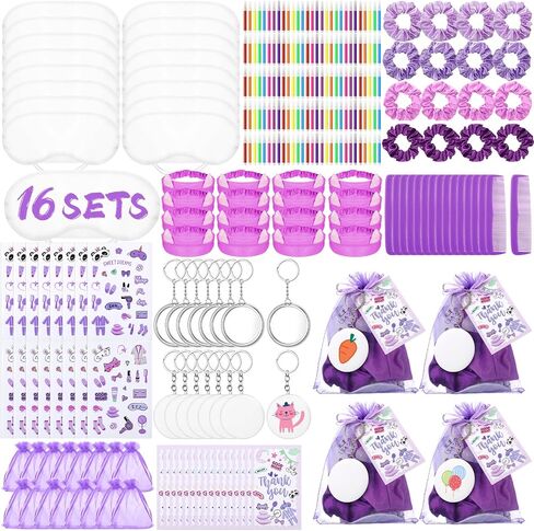 256 Pcs Eye Mask Sleepover Party Supplies Include White Eye Sleep Shade Blindfold Fabric Marker Pens Hair Band Scrunchies Comb Keychains Graffiti Mirrors Stickers Cards Organza Bags for Women in Saudi Arabia