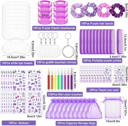 256 Pcs Eye Mask Sleepover Party Supplies Include White Eye Sleep Shade Blindfold Fabric Marker Pens Hair Band Scrunchies Comb Keychains Graffiti Mirrors Stickers Cards Organza Bags for Women in Saudi Arabia