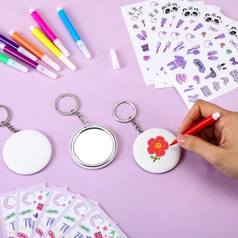 256 Pcs Eye Mask Sleepover Party Supplies Include White Eye Sleep Shade Blindfold Fabric Marker Pens Hair Band Scrunchies Comb Keychains Graffiti Mirrors Stickers Cards Organza Bags for Women in Saudi Arabia