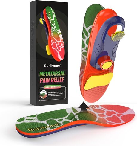 Bukihome Insoles with Metatarsal Foot Pads for Women - Mortons Neuroma Treatment for Foot Pain Relief, Metatarsalgia Insoles with Heel Cushion, L, 9-9.5 Women in Saudi Arabia