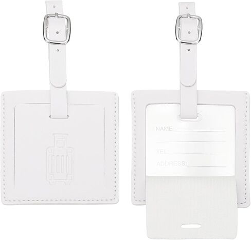 علامات Patikil Corcase ، Gray Square Leather Luggage Name Tags Airplane Travel Business Trip Essentials مع حماية خاصة لفندق Flying Hotel في أكياس الأمتعة للنساء ، 2 PCS in Kuwait