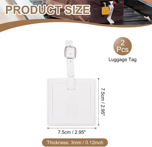 علامات Patikil Corcase ، Gray Square Leather Luggage Name Tags Airplane Travel Business Trip Essentials مع حماية خاصة لفندق Flying Hotel في أكياس الأمتعة للنساء ، 2 PCS in Kuwait