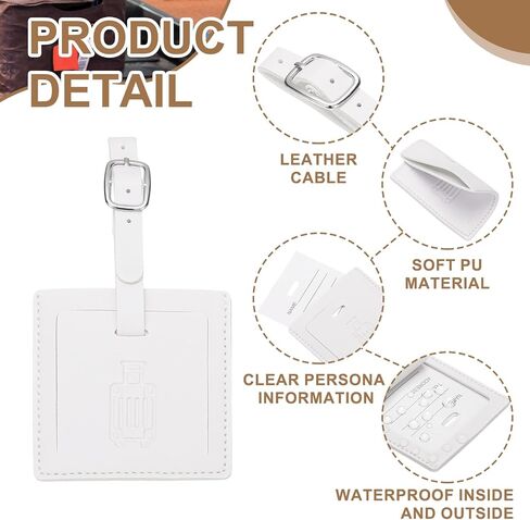 علامات Patikil Corcase ، Gray Square Leather Luggage Name Tags Airplane Travel Business Trip Essentials مع حماية خاصة لفندق Flying Hotel في أكياس الأمتعة للنساء ، 2 PCS in Kuwait