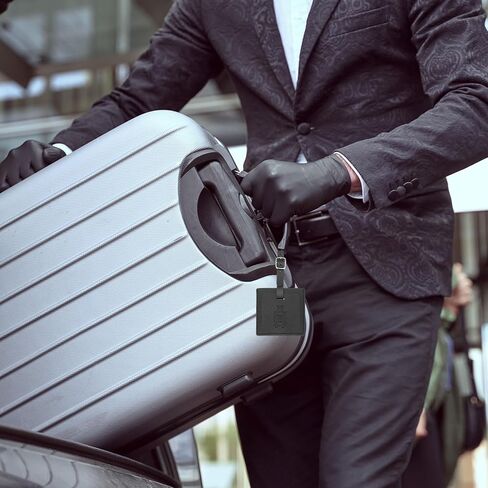 PATIKIL Suitcase Tags, Grey Square Leather Luggage Name Tags Airplane Travel Business Trip Essentials with Private Protection for Flying Hotel Check in Luggage Bags Men Women, 2 Pcs in Saudi Arabia