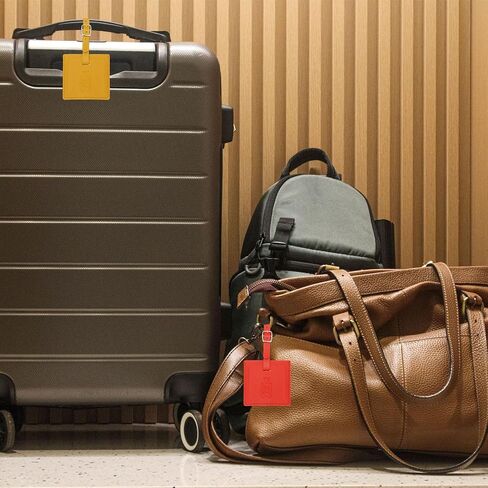 PATIKIL Suitcase Tags, Grey Square Leather Luggage Name Tags Airplane Travel Business Trip Essentials with Private Protection for Flying Hotel Check in Luggage Bags Men Women, 2 Pcs in Saudi Arabia