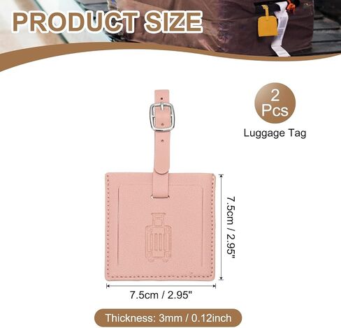 علامات Patikil Corcase ، Gray Square Leather Luggage Name Tags Airplane Travel Business Trip Essentials مع حماية خاصة لفندق Flying Hotel في أكياس الأمتعة للنساء ، 2 PCS in Kuwait