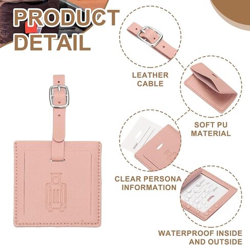 علامات Patikil Corcase ، Gray Square Leather Luggage Name Tags Airplane Travel Business Trip Essentials مع حماية خاصة لفندق Flying Hotel في أكياس الأمتعة للنساء ، 2 PCS in Kuwait
