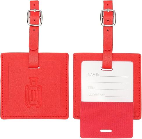 علامات Patikil Corcase ، Gray Square Leather Luggage Name Tags Airplane Travel Business Trip Essentials مع حماية خاصة لفندق Flying Hotel في أكياس الأمتعة للنساء ، 2 PCS in Kuwait