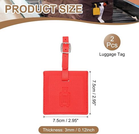 علامات Patikil Corcase ، Gray Square Leather Luggage Name Tags Airplane Travel Business Trip Essentials مع حماية خاصة لفندق Flying Hotel في أكياس الأمتعة للنساء ، 2 PCS in Kuwait