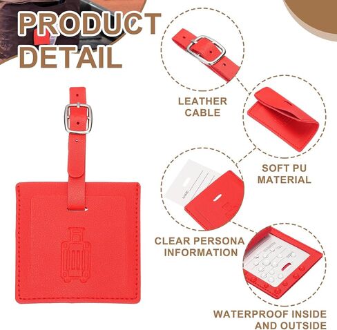 علامات Patikil Corcase ، Gray Square Leather Luggage Name Tags Airplane Travel Business Trip Essentials مع حماية خاصة لفندق Flying Hotel في أكياس الأمتعة للنساء ، 2 PCS in Kuwait