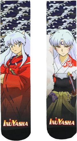 Bioworld InuYasha Anime Men's Sesshomaru & Inuyasha 2 Character Sublimated Crew Socks 1 Pair (Sock Size 10-13) in Saudi Arabia