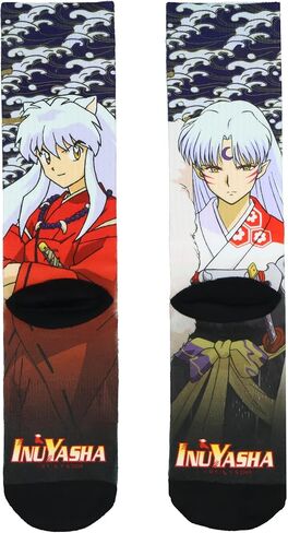 Bioworld InuYasha Anime Men's Sesshomaru & Inuyasha 2 Character Sublimated Crew Socks 1 Pair (Sock Size 10-13) in Saudi Arabia