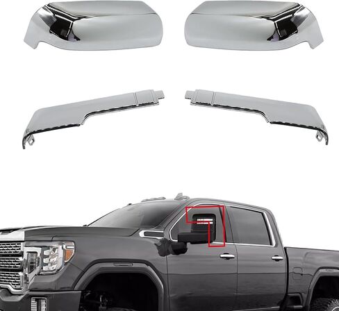 غطاء غطاء مرآة المنظر الخلفي يناسب 2020-2024 تشيفي سيلفرادو GMC Sierra 2500HD 3500HD مرآة الخارجية أغطية الزخارف (أسود) in Kuwait