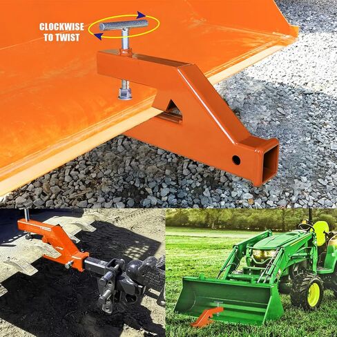 Clamp On Trailer Hitch Receiver Bucket Hitch Compatible with Tractor 2" Ball Mount Adapter and Deere Bobcat Bucket (Orange) in Saudi Arabia