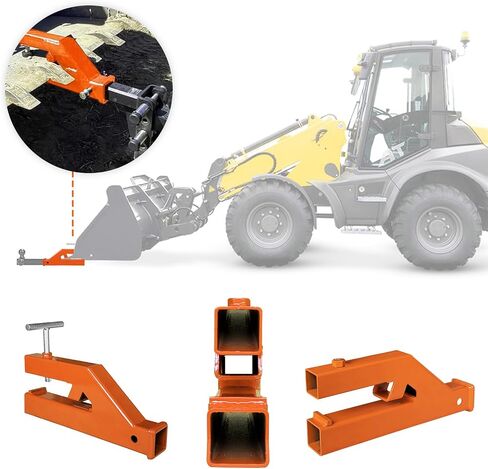 Clamp On Trailer Hitch Receiver Bucket Hitch Compatible with Tractor 2" Ball Mount Adapter and Deere Bobcat Bucket (Orange) in Saudi Arabia
