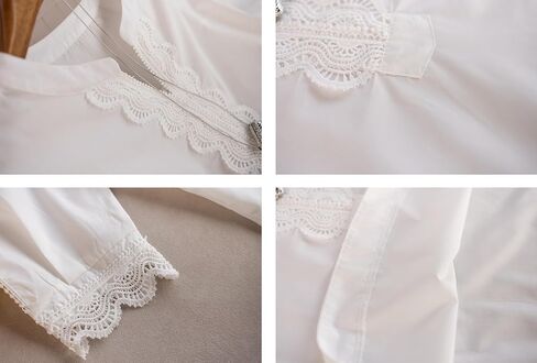 LAI MENG FIVE CATS Women's V Neck Lace Crochet See Through Floral Elegant Blouse Tops Shirts in Saudi Arabia