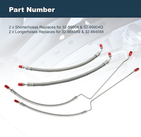 Trim Tilt Hydraulic Ram Cylinder Hose Kit Fit For Mercruiser Alpha One & Bravo 1 2 3 X, Replace Hose Kit for 9B-104 9B-121 Trim Cylinder (15-9/16") 32-99904Q(x2) 32-864589 32-864588, 4pcs in Kuwait