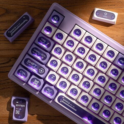 OHY XVX Black Shine Through Keycaps for Mechanical Keyboards - 136 Keys Black Translucent Cat Eye Design,Cherry MAX Profile, PC+PBT Frosted RGB Keycaps in Saudi Arabia