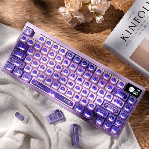 OHY XVX Black Shine Through Keycaps for Mechanical Keyboards - 136 Keys Black Translucent Cat Eye Design,Cherry MAX Profile, PC+PBT Frosted RGB Keycaps in Saudi Arabia