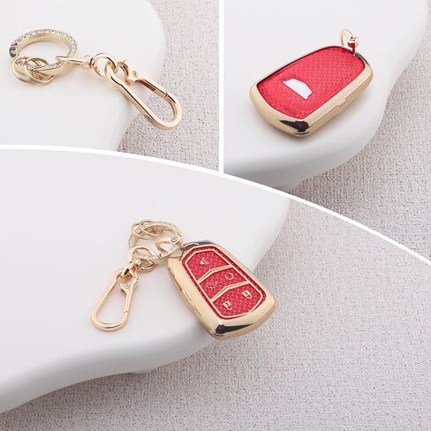 غطاء مفتاح bling لطيف ل Cadillac ، علبة TPU قطع الماس مع سلسلة المفاتيح ، قذيفة واقية in Kuwait