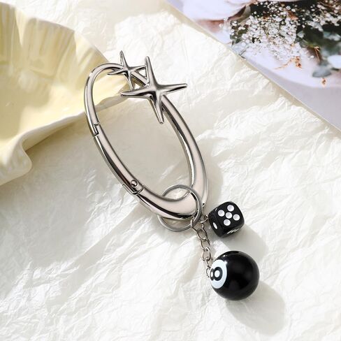 8 Ball Keychain Dice Twist Knot Clasp Keychain Bag purse handbag Charms Fashion Accessory Heavy Duty Spring Snap Hook in Saudi Arabia