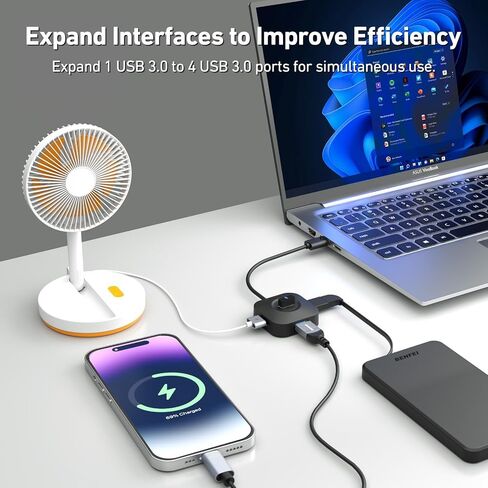 موزع USB C من BENFEI، 4 منافذ USB 3.0 مع نقل بيانات بسرعة 5 جيجابت في الثانية، مقسم USB C لجهاز MacBook من النوع C، Mac Pro، iMac، Surface، XPS، محرك أقراص فلاش، محرك أقراص ثابتة محمول in Kuwait