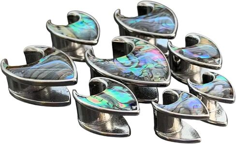 PAIR of Stunning Abalone Tear Drop Saddle Ear Spreader Tunnels - Surgical Steel - Plugs - Gauges - Body Jewelry in Saudi Arabia