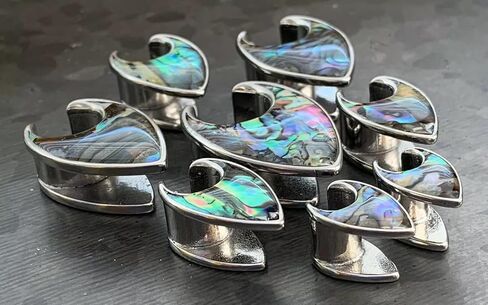 PAIR of Stunning Abalone Tear Drop Saddle Ear Spreader Tunnels - Surgical Steel - Plugs - Gauges - Body Jewelry in Saudi Arabia