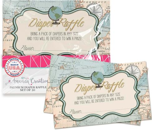 Amanda Creation Gold & Silver Twinkle Little Star Gender Neutral Diaper Raffle Tickets for Baby Showers, 20 2" X 3" Double Sided Inserts, Bring a Pack of Diapers to Win Favors & Prize in Saudi Arabia