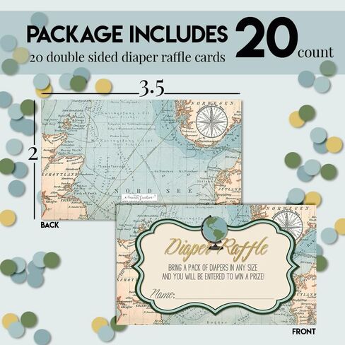 Amanda Creation Gold & Silver Twinkle Little Star Gender Neutral Diaper Raffle Tickets for Baby Showers, 20 2" X 3" Double Sided Inserts, Bring a Pack of Diapers to Win Favors & Prize in Saudi Arabia
