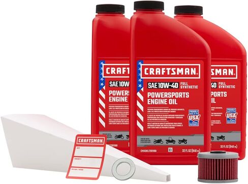 CRAFTSMAN Oil Change Kit Compatible with Honda TRX420FE/FM TRX420TE/TM TRX500FE 3 Qt 10W-40 Full Synthetic - In The Kit: 3 Quarts of Oil, 1 Filter, 1 Crush Washer, 1 Oil Change Sticker (CMXOKLT400178) in Saudi Arabia