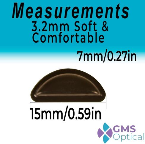 GMS Optical 3.2mm Extra-Thick / 15mm Medium-Length - Silicone Adhesive Halfmoon Air Bag Cushion Anti-Slip Nose Pads for Glasses, Eyeglasses, Sunglasses (5 Pair) (Clear) in Saudi Arabia