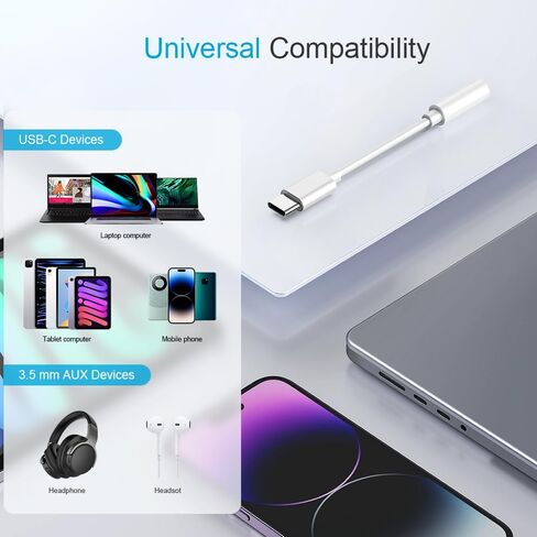 4 قطع من محول مقبس سماعة الرأس أنثى USB C إلى 3.5 مم، سلك كابل USB C إلى Aux Audio Dongle، متوافق مع Samsung S20/S20+/S20 Ultra وPixel 4/+ 4XL والمزيد من أجهزة USB C in Kuwait