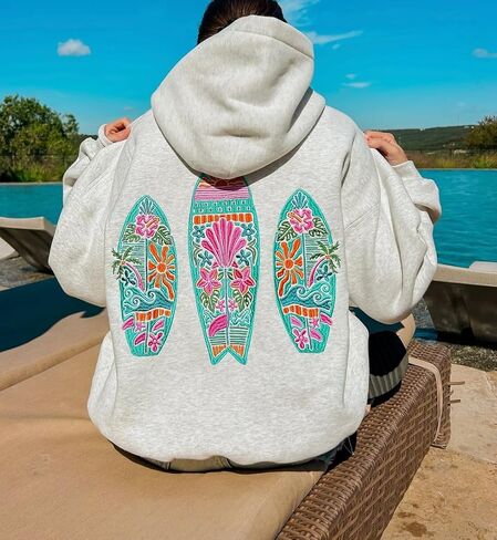 Women Y2K Embroidered Hoodie Floral Graphic Oversized Pullover Hoodie Cute Animal Pocket Hooded Sweatshirts in Saudi Arabia