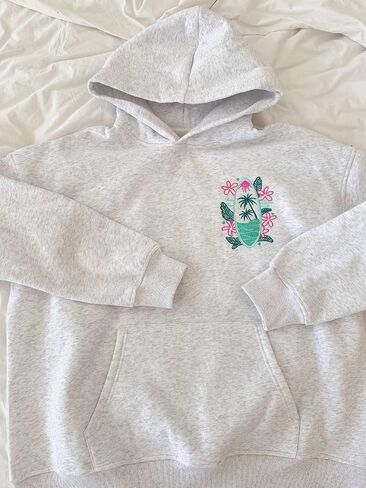 Women Y2K Embroidered Hoodie Floral Graphic Oversized Pullover Hoodie Cute Animal Pocket Hooded Sweatshirts in Saudi Arabia