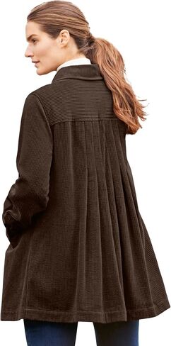 Woman Within Plus Size Pleat-Back Corduroy Jacket Long Oversized Barn Coat in Saudi Arabia
