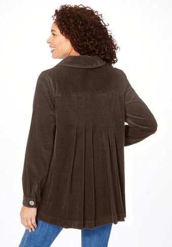 Woman Within Plus Size Pleat-Back Corduroy Jacket Long Oversized Barn Coat in Saudi Arabia