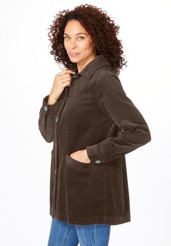 Woman Within Plus Size Pleat-Back Corduroy Jacket Long Oversized Barn Coat in Saudi Arabia