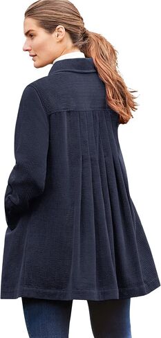 Woman Within Plus Size Pleat-Back Corduroy Jacket Long Oversized Barn Coat in Saudi Arabia