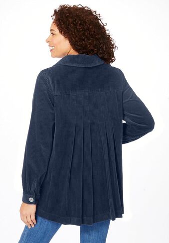 Woman Within Plus Size Pleat-Back Corduroy Jacket Long Oversized Barn Coat in Saudi Arabia