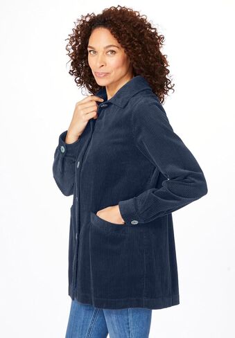 Woman Within Plus Size Pleat-Back Corduroy Jacket Long Oversized Barn Coat in Saudi Arabia