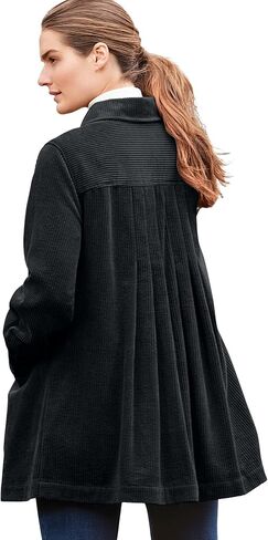 Woman Within Plus Size Pleat-Back Corduroy Jacket Long Oversized Barn Coat in Saudi Arabia