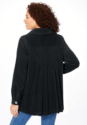 Woman Within Plus Size Pleat-Back Corduroy Jacket Long Oversized Barn Coat in Saudi Arabia