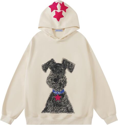Aelfric Eden Dog Graphic Hoodie كبير الحجم النجمة من النوع الثقيل للجنسين Y2K عرض مقنع in Saudi Arabia