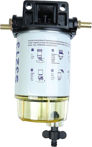 فاصل مياه مرشح الوقود متوافق مع محرك Mercury Marine الخارجي مع 3/8 "Barb X 1/4" NPT يحل محل 35-60494-1 ، S3213 ، 18-7932-1 ، S3213 ، S3214،35-809097 in Saudi Arabia